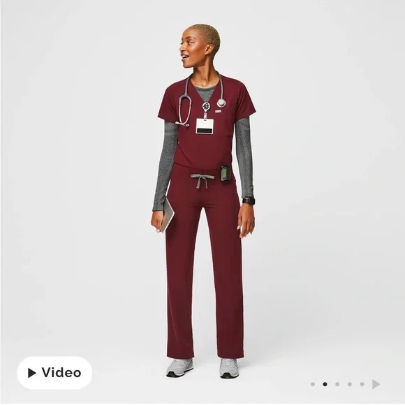 Figs Livingston Basic Scrub Pants- Burgundy - Picture 7 of 8